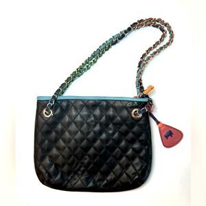 [Mywalit] Black Quilted Leather Shoulder Bag w/MultiColor Chain